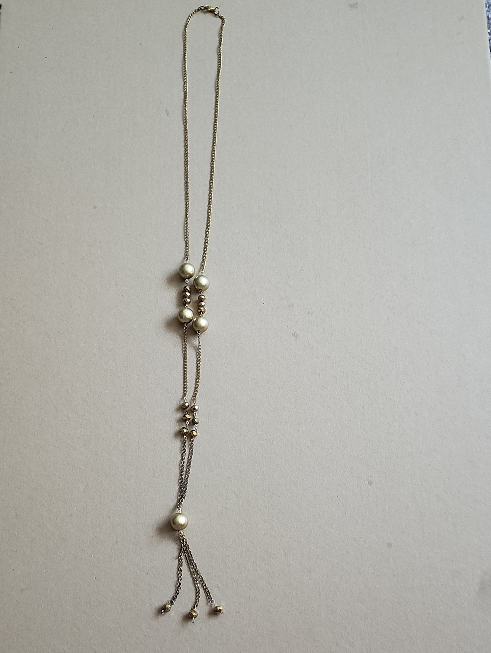 25" Gold-Tone Pearl Drop Y Necklace